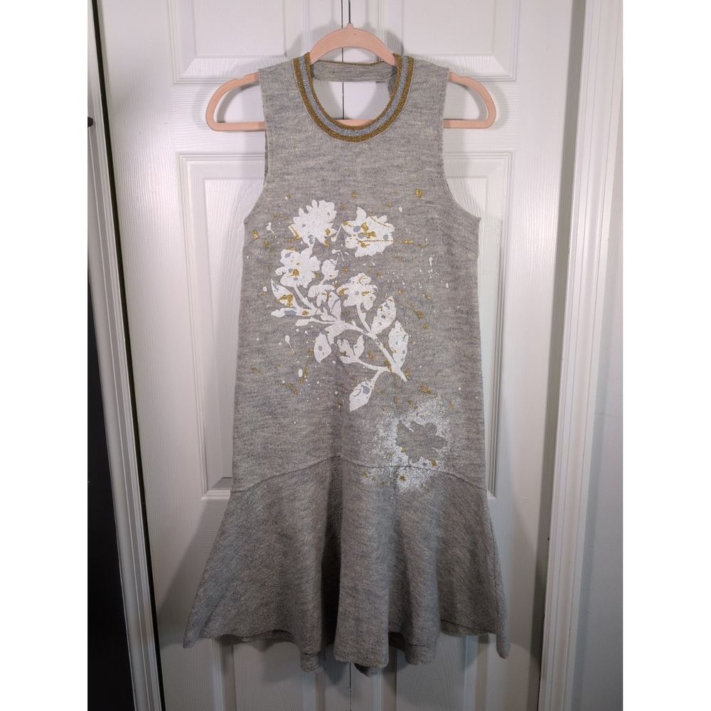 ANTHROPOLOGIE knitted & knotted sleeveless gray wool dress Size XS EUC
